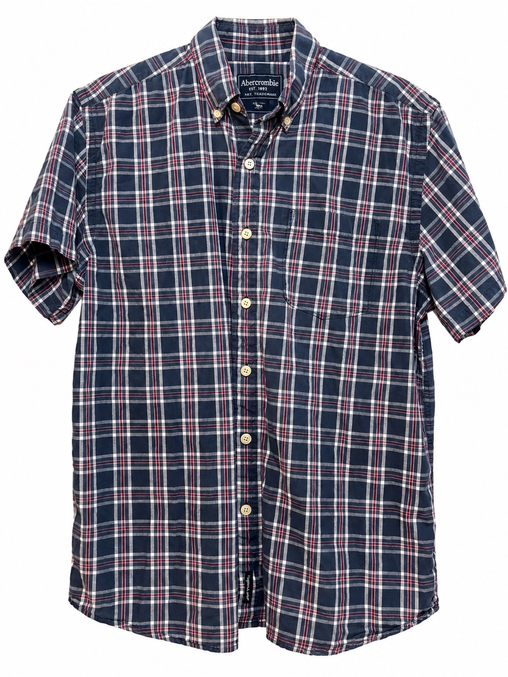 Vintage Y2K abercrombie Kids Boys XL Plaid Short Sleeve Button Down Shirt
